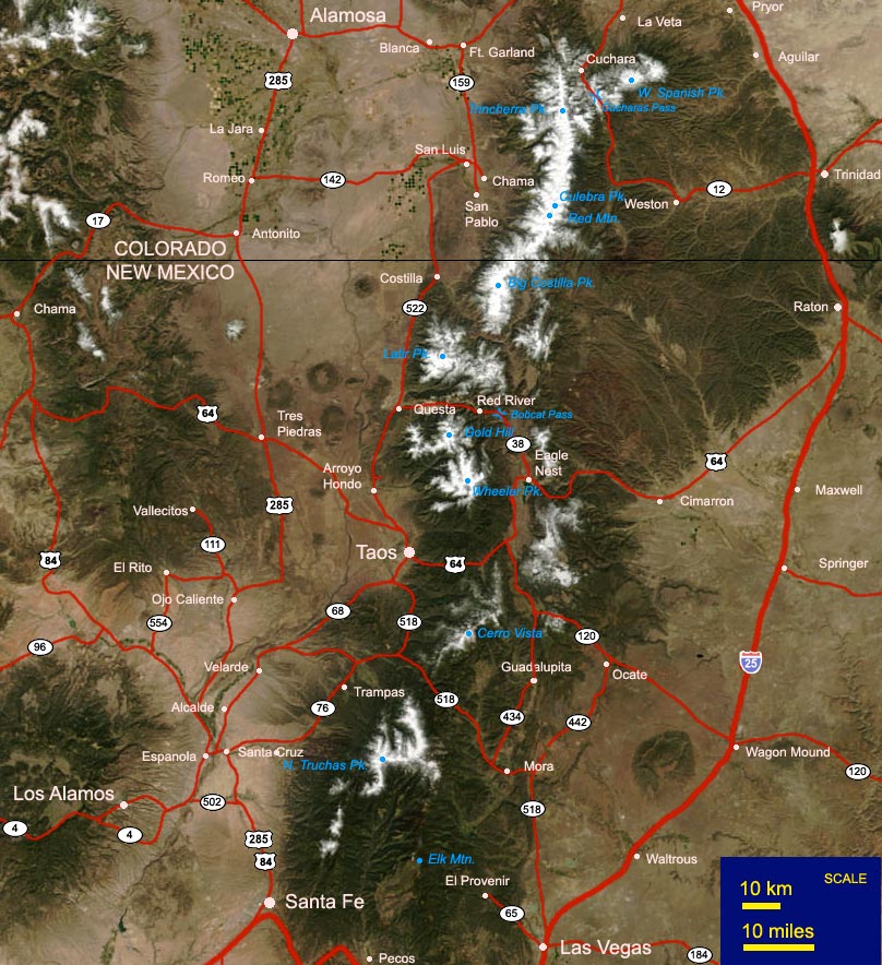 satelite view of South Sangre de Cristo