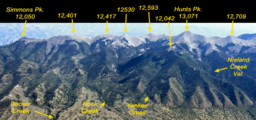 from Simmons Pk to Hunts Peak
